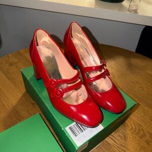 J. Crew Vibrant Red Double Strap Heels